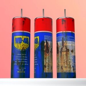 WD 40 Oil Can 20 Ounce Stainless Steel Skinny Tumbler with Lid and Straw